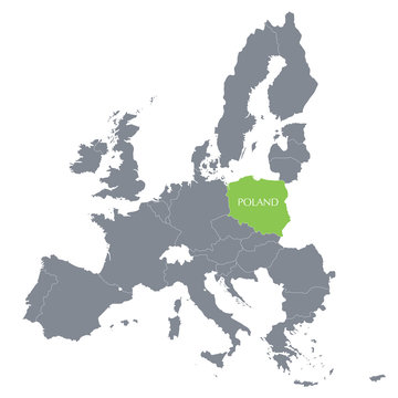 Fototapeta map of European Union with the indication of Poland