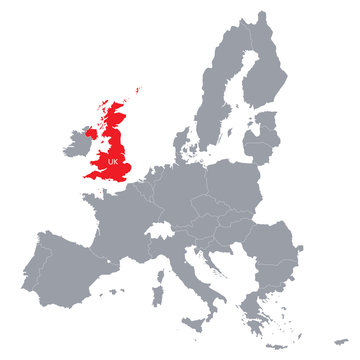map of European Union with the indication of United Kingdom
