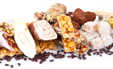 Tasty oriental sweets, isolated on white