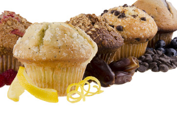 Sweet muffins on white background