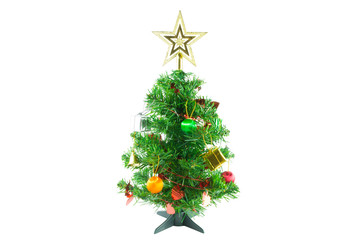 Decorated Christmas Tree on White Background