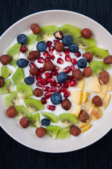 Joghurt mit Kiwi, Beeren und Nüssen