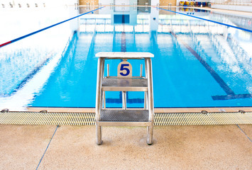 Starting platform number five for swimming races