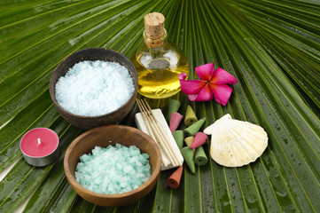 Obraz na płótnie Canvas tropical spa and palm leaf texture