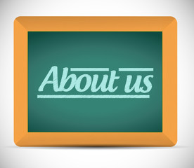 Fototapeta premium about us message written on a blackboard.