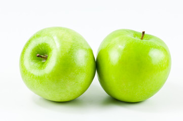 Green apple on white background