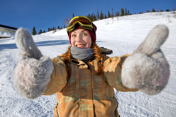Girl snowboarder
