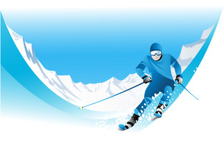 Winter background with skier