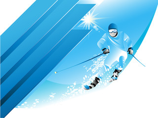 Winter background with skier