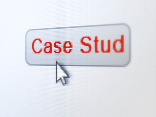 Education concept: Case Study on digital button background