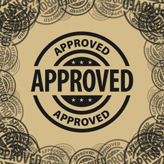Stamp with the text Approved written inside, vector illustration