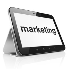 Advertising concept: Marketing on tablet pc computer