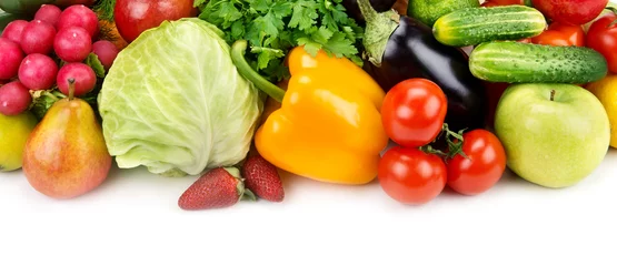 Photo sur Plexiglas Légumes frais ensemble de fruits et légumes isolé sur fond blanc