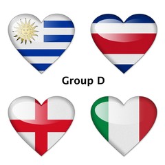 Group D, Uruguay, Costa rica, England, and Italy