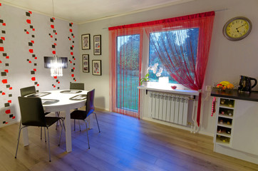 Modern kitchen interior - meal board corner