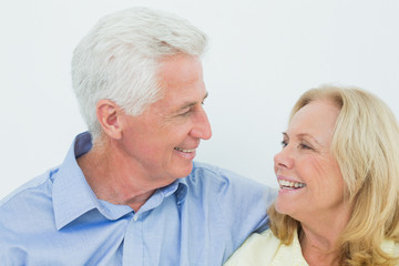 Close-up of a romantic senior couple