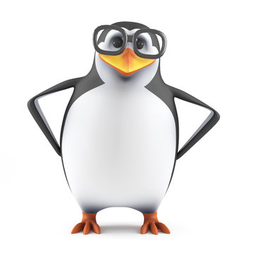 Boffin penguin listens intently