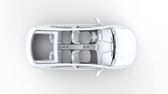 3d rendering car, top view