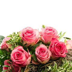 bouquet of fresh pink roses isolated on white