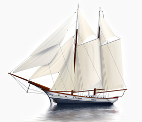Naklejka premium Segelschiff, Zweimaster isoliert