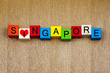Obraz premium I Love Singapore, sign series for travel and holidays