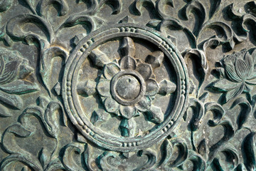 Surface of Style Bronze wall of the temple in Korea.