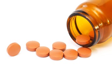 Pills, capsules on white background, Pharmacy, Medicine