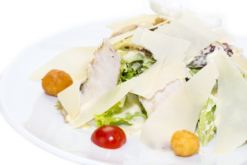 Caesar salad on the table in a restaurant