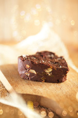 festive chocolate brownie heart with glitter