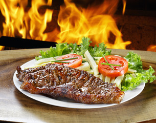 Dish with vegetables and roasted meat