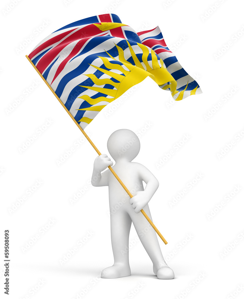Poster man and flag of british columbia (clipping path included)