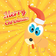 vector Christmas dog in Christmas santa red hat