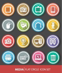 Media icons,Colorful version,Vector