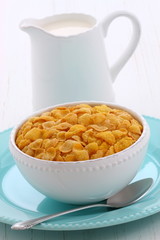 Healthy corn flakes breakfast