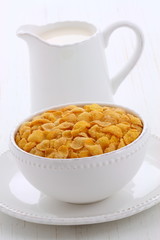 Healthy corn flakes breakfast