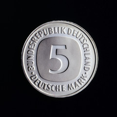 5 DM Münze, polierte Platte