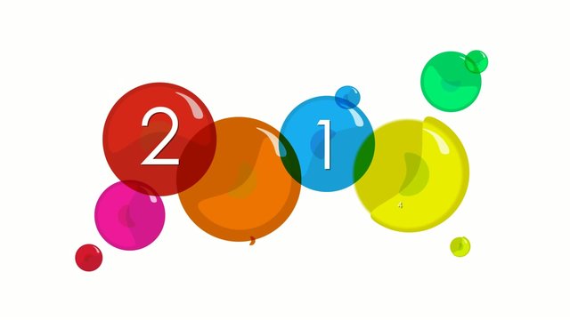 2014 Happy New Year colored balloons greetings animation