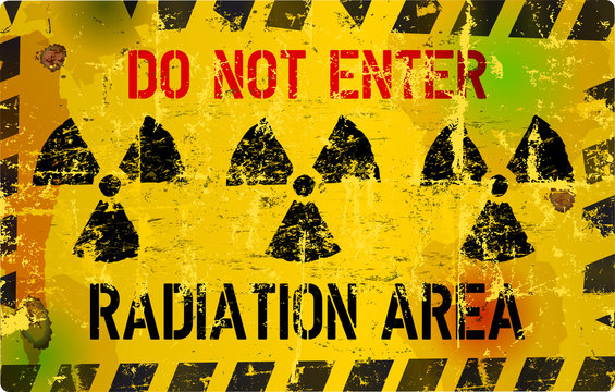 nuclear radiation warning sign, vector