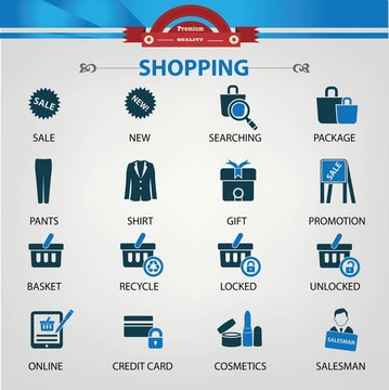Shopping icons,Blue version,vector