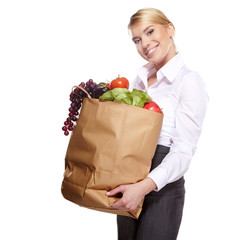 woman shopping for fruits and vegetables