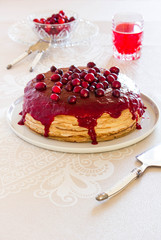 Layered cake with cranberry