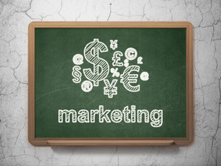 Marketing concept: Finance Symbol and Marketing on chalkboard