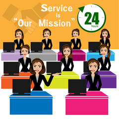 Fototapeta na wymiar Call center for best service of business concept