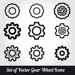 Gear wheels icons vector set