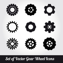 Gear wheels icons vector set
