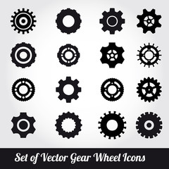 Gear wheels icons vector set