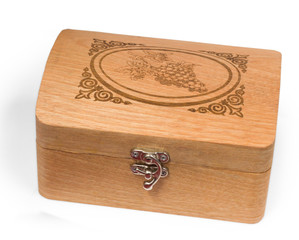 antique wooden gray caskets box isolated on white background