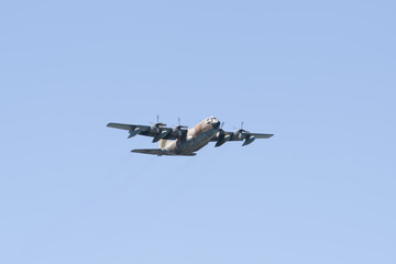 Military fighter jet during demonstration in Albacete air base