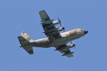 Military fighter jet during demonstration in Albacete air base
