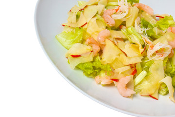 apple shrimp salad isolated on white background clipping path